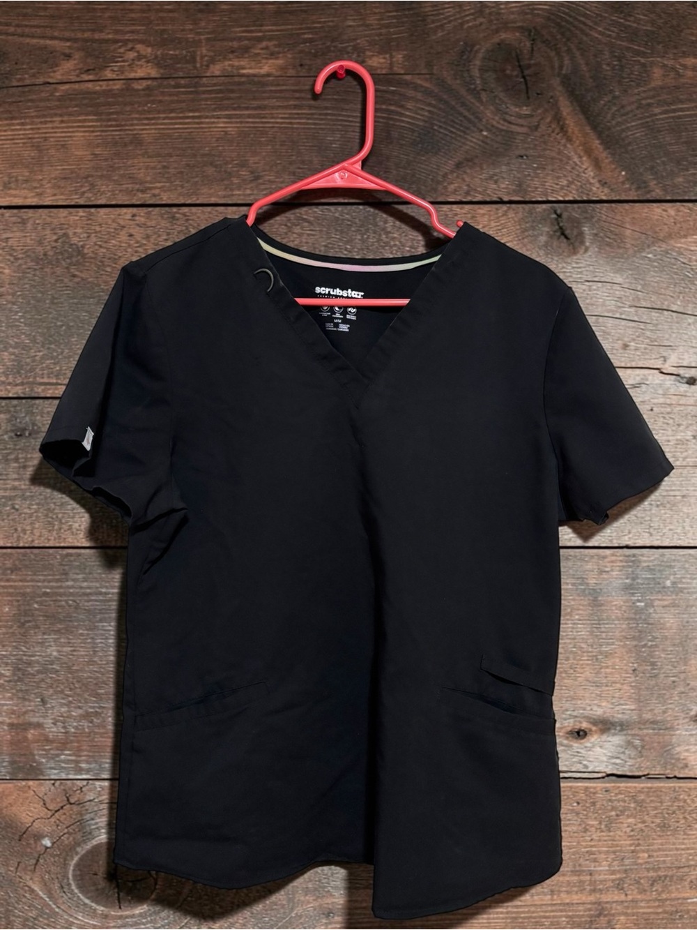 Scrubstar Black Womens V-neck Medical Scrub Top